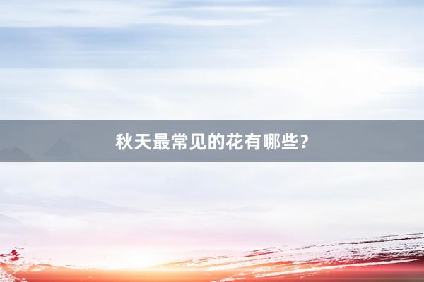 秋天最常见的花有哪些？